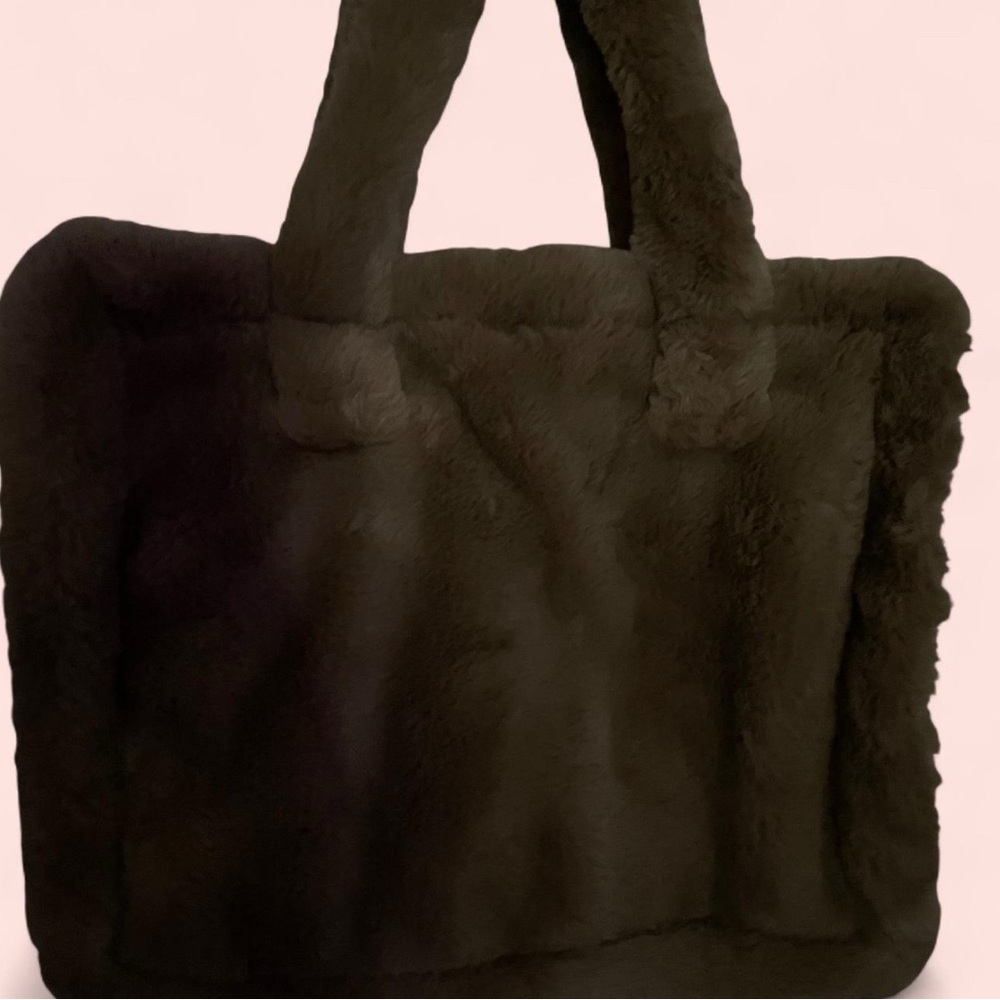 Faux Fur Tote Bag - Brown
